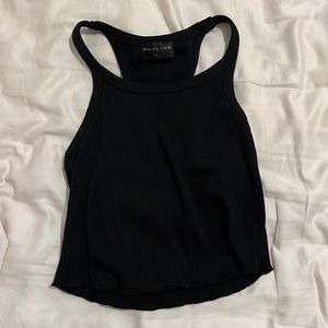 XS black white fox cropped tank